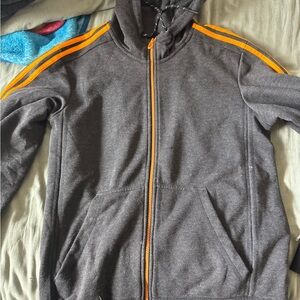 Adidas Dark Gray Hoodie with Orange Accents